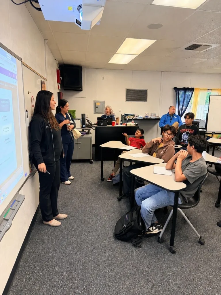 Smyl OC Dentistry presenting to Columbus Tustin Middle School students during AVID Career Day